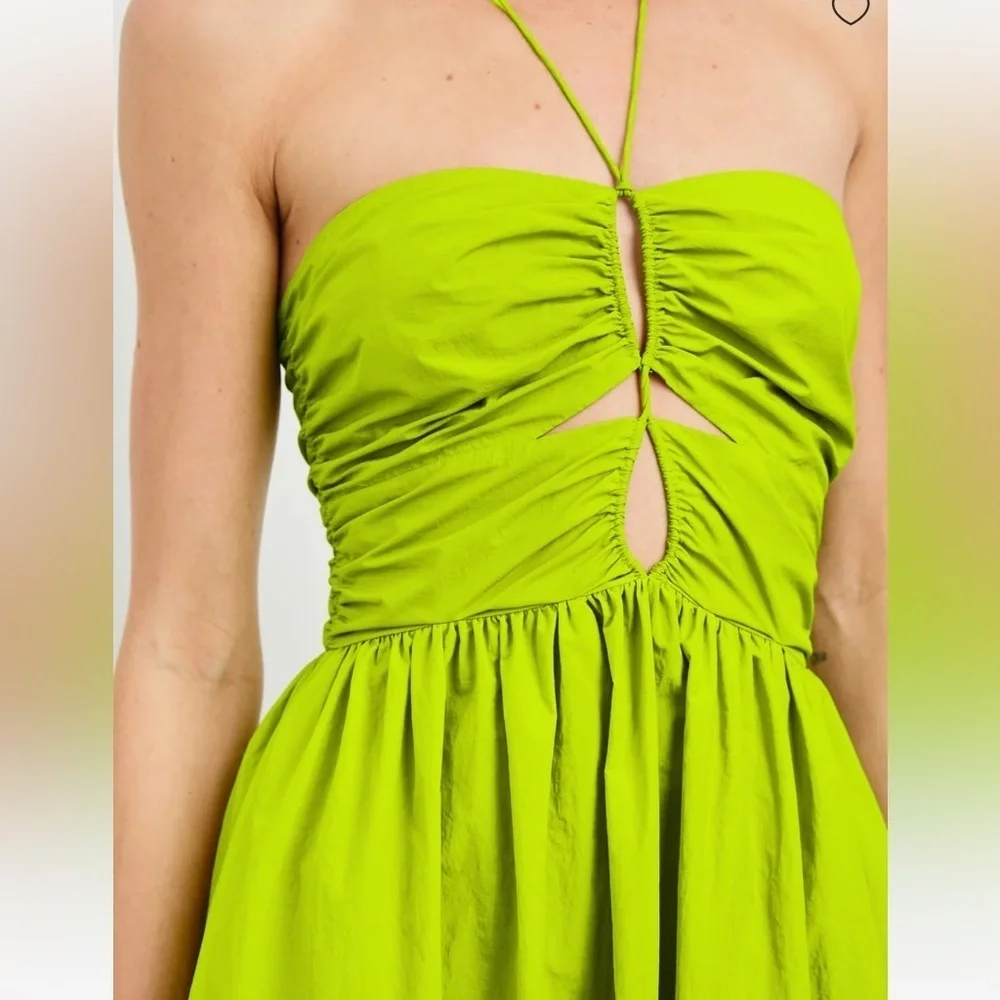 NWT RAILS Silvia Cut Out Maxi Dress Banana Leaf Lime Green - Picture 3 of 6